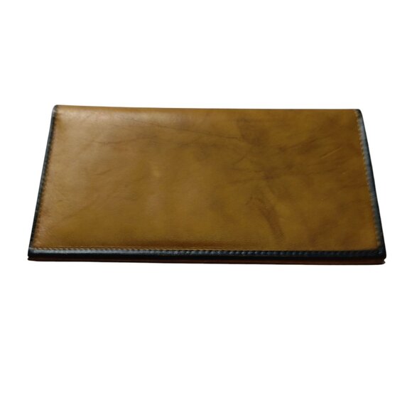 AMITY Cowhide Vintage Brown Folding Long 6 1/2" Wallet Brown Slim NEW Classic - Picture 1 of 4